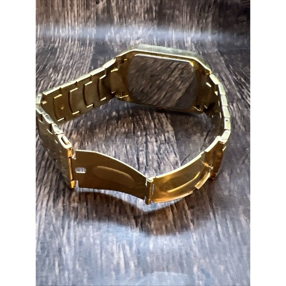 Mens Gold Tone Bling Iced CZ Elgin Rectangle Dress Analog Watch New Battery main image 11